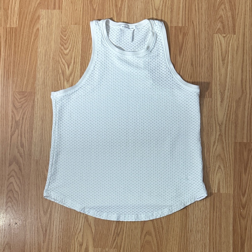 Koral White Textured Waffle Tank